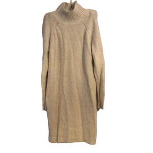 H&M neutral loose turtleneck womens sweater dress tunic Small S